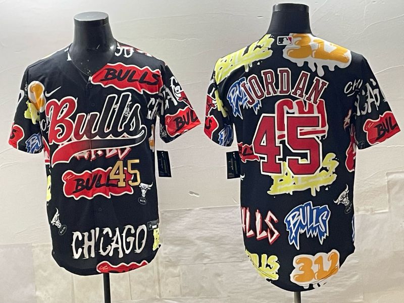 Men Chicago Bulls Nike 45 Jordan black NBA 2025 Jersey style 02